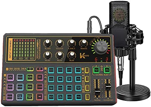 sktome Podcast Equipment Bundle, K300 Sound Card with Podcast Microphone, Audio Interface for Music Recording Karaoke Singing Broadcast (AM200-K300S2)