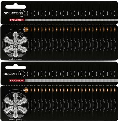PowerOne Evolution Size 312 Hearing Aid Batteries - 1.45V Zinc Air with Improved Battery Life (300 Batteries)