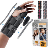 DR. BRACE Adjustable Wrist Brace Night Support for Carpal Tunnel, FSA & HSA Eligible, Doctor Developed, Upgraded with Double Splint & Therapeutic Cushion, Hand Brace For Pain Relief, Injuries, Sprains