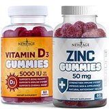 NEW AGE Immune Defense Combo - 2 Pack - Vitamin D3 Gummies 5000 IU 125mcg & High Potency Zinc Gummies, Immune Booster 120 Count
