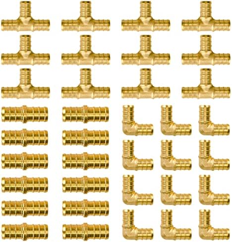 Pex Fittings 1/2 Inch, 36 PCS SUNGATOR 1/2 Inch Pex Fittings Set, 12 Each PEX Elbow Tee Coupling, 1/2" Pex Fittings For Pex Pipe, No Lead Brass, ASTM F1807