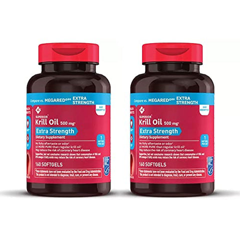 Member's Mark Extra Strength Omega-3 Krill Oil Softgels, 500mg (2 Bottles (320 softgels))