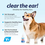 Vetnique Labs Oticbliss Vet-Strength Ear Drops for Dogs & Cats with MicroSilver BG & 1% Hydrocortisone Soothing Relief for Irritated Ears Dog Ear Cleaner, Alcohol-Free Ear Drops with Chitosan 1.8oz