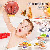 KKQ Bath Toys for Kids 3 4 5 6+ Years Old,Suction Cup Spinner Toys and Bathtub Basketball Hoop for Toddler Bath,Baby Bath Toys for Kids, Water Toys for Toddlers 4-8, Gift Ideal for Birthday Christmas