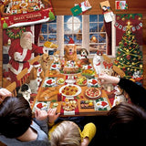 Jigsaw Puzzle Advent Calendar 2024 Christmas Puzzles for Kids and Adults 1008 Pieces in 24 Boxes for Countdown Christmas Gifts for Boys Girls Men Women - Dogs' Christmas Dinner(27.56 x 19.68 Inch)