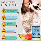 Natural Dog Company Wild Alaskan Fish Oil for Dogs and Cats (16oz) - Blend of Wild Salmon & Pollock Oil - Omega 3 EPA & DHA - Reduces Shedding, Nourishes Skin, Coat & Joints, Fish Oil for Cats