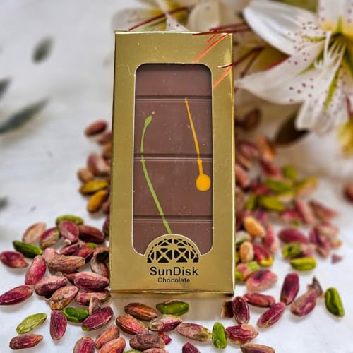 SunDisk Chocolate, Dubai Chocolate, Viral Dubai Pistachio Chocolate Bar, 100 g - 3.5 oz Premium Dubai Milk Chocolate Kunafa Pistachio