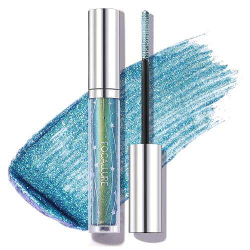 FOCALLURE Star Drifter Glitter Mascara,Define Long Lasting Curling Eyelashes,Lightweight & Dries Quickly,Soft Gel Formula Mascara Create a Subtle Shimmer Look to your Eyelashes,GN01 OASIS OF SPACE