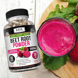 KAYA NATURALS Organic Beet Root Powder Capsule 1300mg per serving Aids in Healthy Circulation 60 Veg Capsules