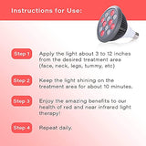 Red Light Therapy Device Red Near Infrared 660nm 850nm. 12 LEDs. High Irradiance for Skin Health, Pain Relief, Anti Aging, Muscle Recovery, Performance, Energy. Handheld, Power Cord Included. HG24.