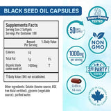 Bio Absorb Black Seed Oil Cold Pressed Capsules. 200 softgels, 500mg (50-Day Supply). No Aftertaste.