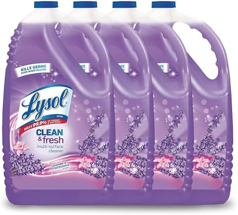 Lysol Multi-Surface Cleaner, Sanitizing and Disinfecting Pour, to Clean and Deodorize, Lavender and Orchard Essence, 144oz (Pack of 4)