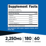 Nutricost Nitric Oxide Booster 2250mg, 180 Capsules - 750mg Per Casule, 60 Servings - Gluten Free and Non-GMO