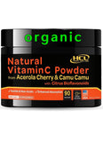 Natural Vitamin C from Organic Acerola Cherry & Camu Camu Powder - High Absorption with Citrus Bioflavonoids - Immune System & Collagen Booster - Anti Aging Skin Vitamins Made in USA 90 servings