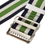 Transfer Belt with Metal Buckle by LiftAid - Transfer and Walking Aid with Belt Loop Holder for Assisting Patients, Nurses, Therapists, Home Care - 60"L x 2"W (Blue White Green)