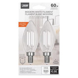 FEIT ELECTRIC 60W BA10 E12 CANDELABRA WHITE FILAMENT LED LIGHT BULB 2700K