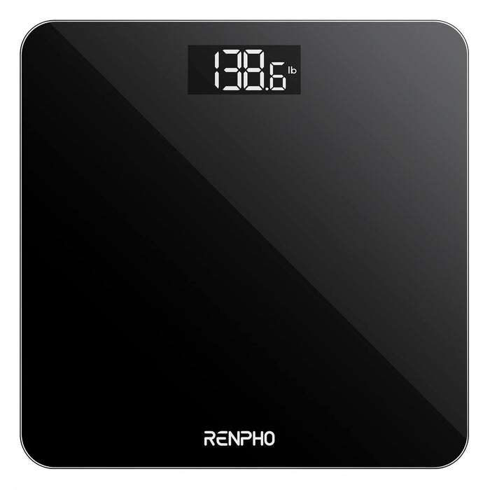 RENPHO Scale for Body Weight, Digital Bathroom Scale with Backlit LED Display, Highly Accurate & Measures Weight up to 400 lb/180kg, Batteries Included, Black-Core 1S