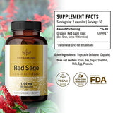 HERBAMAMA Red Sage Capsules - Organic Dan Shen Root Powder Supplement - Salvia Miltiorrhiza Pills - 1200mg, 100 Vegetarian Caps