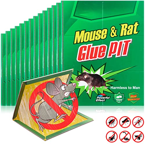 14 Pcs Mouse Traps Mouse Glue Traps with Enhanced Stickiness Sticky Traps for Mice, Rats Sticky Pads Mouse Glue Boards Pest Control Traps for House Indoor Outdoor Easy to Set (14 Pcs, 13'' x 8.6'')