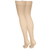 NuVein Medical Compression Stockings, 20-30 mmHg Support, Women & Men Thigh Length Hose, Open Toe, Light Beige, Medium