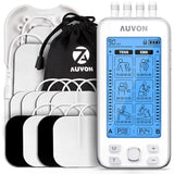 AUVON 4 Outputs TENS Unit EMS Muscle Stimulator Machine for Pain Relief Therapy with 24 Modes Electric Pulse Massager, 2" and 2"x4" Electrodes Pads (White)