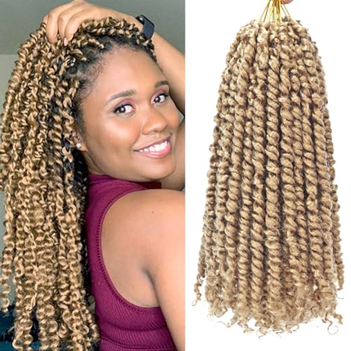 8 Packs Passion Twist Hair 18 Inch Pre-twisted Passion Twist Crochet Hair Pre-looped Crochet Braids Hair for Women Passion Twists Braiding Hair Synthetic Hair Extensions (12Strands/Pack; 27#)