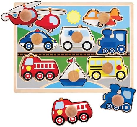Melissa & Doug Vehicles Jumbo Knob Wooden Puzzle (8 pcs)
