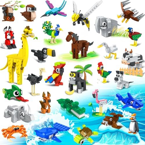 30 Packs Party Favors for Kids Building Set - 1032 PCS Mini Animals Building Blocks Sets for Goodie Bags Stuffers Classroom Prizes, Birthday Easter Valentines Day Gift for Boys Girls Ages 6+