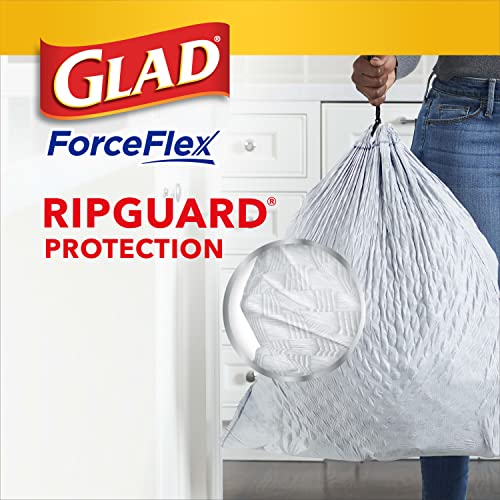 Glad Trash Bags, ForceFlex Tall Kitchen Drawstring Garbage Bags,13 Gal, Gain Original with Febreze, 80 Ct