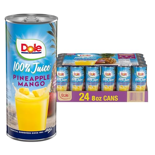 Dole 100% Pineapple Mango Juice, No Added Sugar, Excellent Source of Vitamin C, 100% Fruit Juice, Packaging May Vary, 8.0 Fl Oz (Pack of 24)