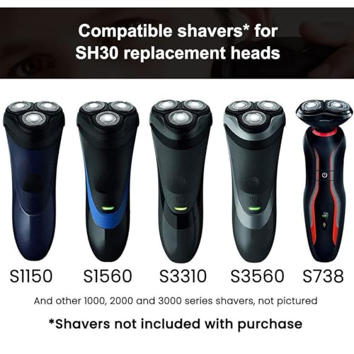 PHILIPS SH30 Replacement Heads for Philips Norelco Shaver Series 3000, 2000, 1000 and S738 with Durable Sharp Blade, Comfortcut Replacement blades, Razor blades for Philips Norelco S1560, SH30 Philips Head