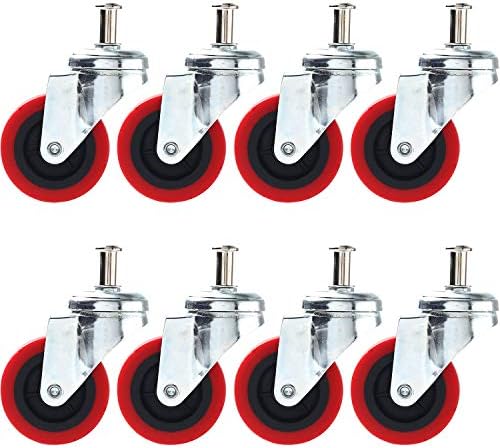 8 Pack Heavy-Duty 2.5" Swivel Caster Wheel Creeper Service Cart Stool Post Mount