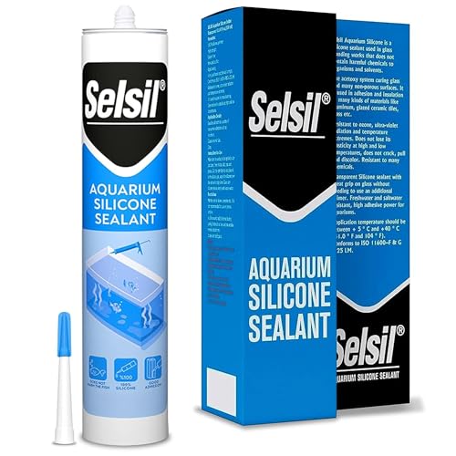 SELSIL Aquarium Silicone Clear Sealant - High Elasticity, Safe for Fish, Silicone Polymer, Solvent-Free, Ozone-Resistant Silicone Sealant for Freshwater and Saltwater, Transparent 10.14 Fl oz, 1 Pack