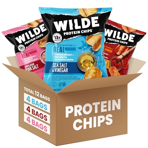 Wilde Protein Chips, Sweet and Savory Flavors Variety Pack (1.34 oz Bags, Pack of 12) - Crafted From Real Ingredients: Protein Snacks, Keto Chips, Gluten and Grain Free…