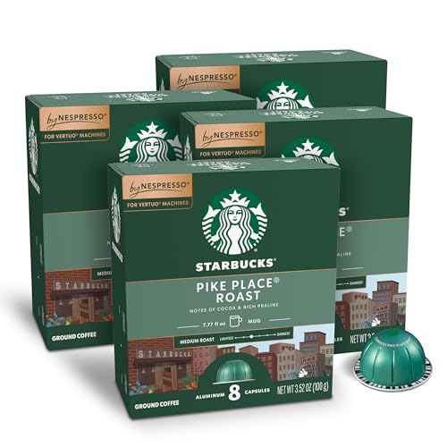 Starbucks by Nespresso Vertuo, Pike Place, Medium Roast Coffee 32-count Coffee Pods, Brews 7.8 oz.