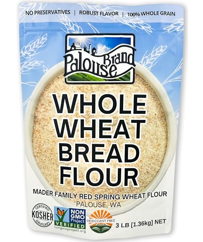 Certified Glyphosate Residue Free Unbleached Hard Red Spring Whole Wheat Flour | 3 LBS | Bread Flour | Non-GMO | 100% Non-Irradiated | Kosher | USA Grown | Field Traced | Resealable Bag