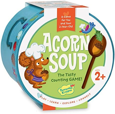 Peaceable Kingdom Acorn Soup – Game for You and Your 2 + Year Old – Fun Toddler Games Ages 2–4 That Teach Numbers and Counting Skills