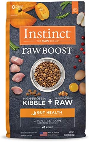 Instinct Raw Boost Natural Dry Dog Food with Freeze Dried Pieces, Grain Free, Real Chicken - Gut Health, 18 lb. Bag