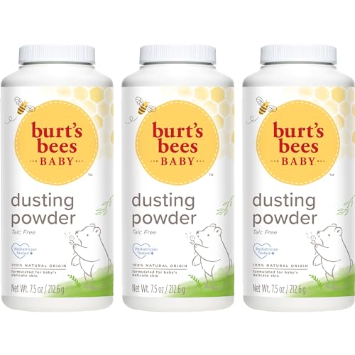 Burt's Bees Christmas Gifts, Baby Dusting Powder, 100% Natural Origin, Talc-Free, Pediatrician Tested Stocking Stuffers, 7.5 Ounces, Pack of 3, Pack May Vary