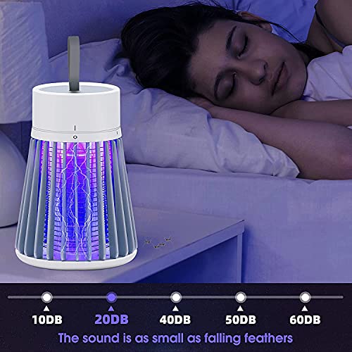 ELLASSAY Electric Bug Zapper for Indoor & Outdoor - Rechargeable Mosquito and Fly Killer Portable USB LED Purple Light Trap Have Security Grid Home, Bedroom, Backyard Camping Using, Grey