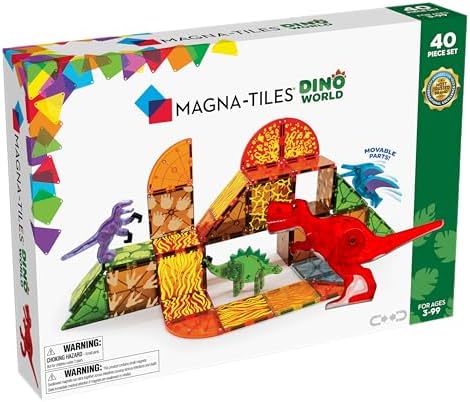 MAGNA-TILES Dino World 40-Piece Magnetic Construction Set, The ORIGINAL Magnetic Building Brand