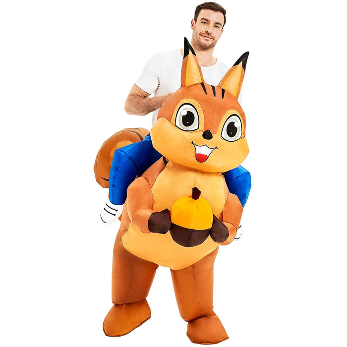 JUROSAICA Inflatable Squirrel Costume Adult Funny Ride On Blow Up Animal Suit Halloween Thanksgiving Christmas Costume For Men Women