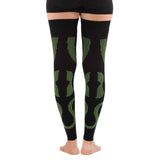 Mojo - Compression Socks Footless for Women and Men 20-30mmHg - Thigh High Compression Leg Sleeve for Circulation during Nursing, Post Surgery Recovery - Black/Green, X-Large - A609