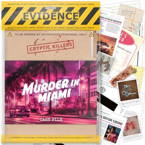 Unsolved murder mystery game - Cold Case Files Investigation - CRYPTIC KILLERS - Detective clues/evidence - Solve the crime - For individuals, date nights & party groups - "Murder in Miami"