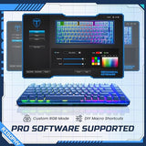 RisoPhy 60 Percent Keyboard, 82 Keys Hot Swappable Mechanical Gaming Keyboard, Linear Silent Red Switches, Blue PBT Keycaps, Compact Mini RGB Backlit Wired Creamy Keyboard, Pro Driver Supported