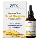 Zane Hellas 190 mg Oregano Oil-164 mg Carvacrol per Serving-4 Drops Daily. 100% Greek Undiluted Oil of Oregano. 86%-90% Min Carvacrol. Probably The Best Oregano Oil in The World. 2 fl. oz.- 60ml