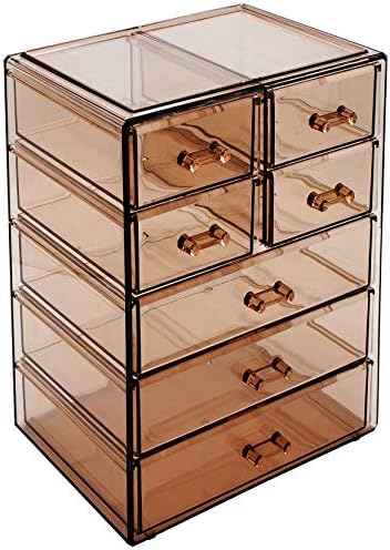 Sorbus Acrylic Makeup Organizer - Organization and Storage Case for Cosmetics Make Up & Jewelry - Big Clear Makeup Organizer for Vanity, Bathroom, College Dorm, Closet, Desk (3 Large, 4 Small Drawers)