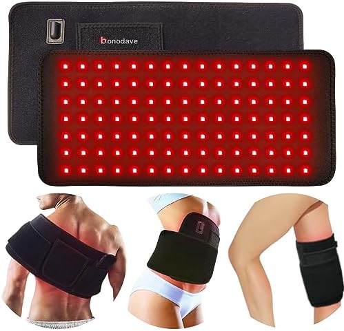 Red Light Therapy Infrared Light Therapy Pad for Body Pain NIR Deep Therapy for Back Knee Hands Feet Relief Portable 660nm 850nm Home Heating Light Therapy Wrap Belt Gift for Women Men