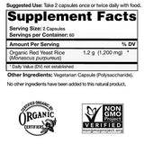 Natural Choice Botanicals Certified Organic Red Yeast Rice Supplement - 120 Capsules, 2 Month Supply