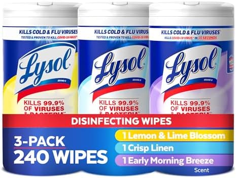 Lysol Disinfecting Wipes Bundle, Cleaning Supplies, All Purpose Cleaner, Multi-surface Cleaning Wipes, Multi-Scent Sanitizing Wipes Bundle, 80 Count (3pk)